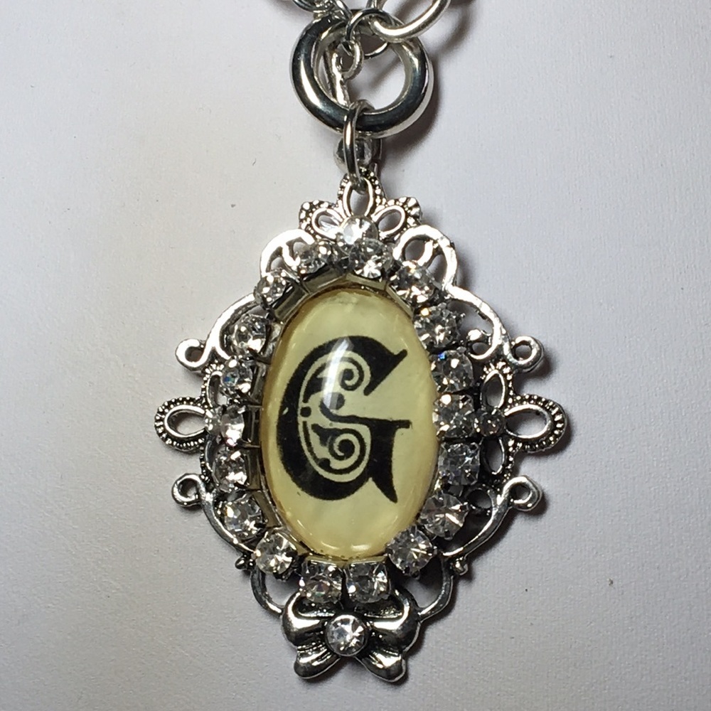 Ladies’ Old English Monogram Initial Necklace -“G”